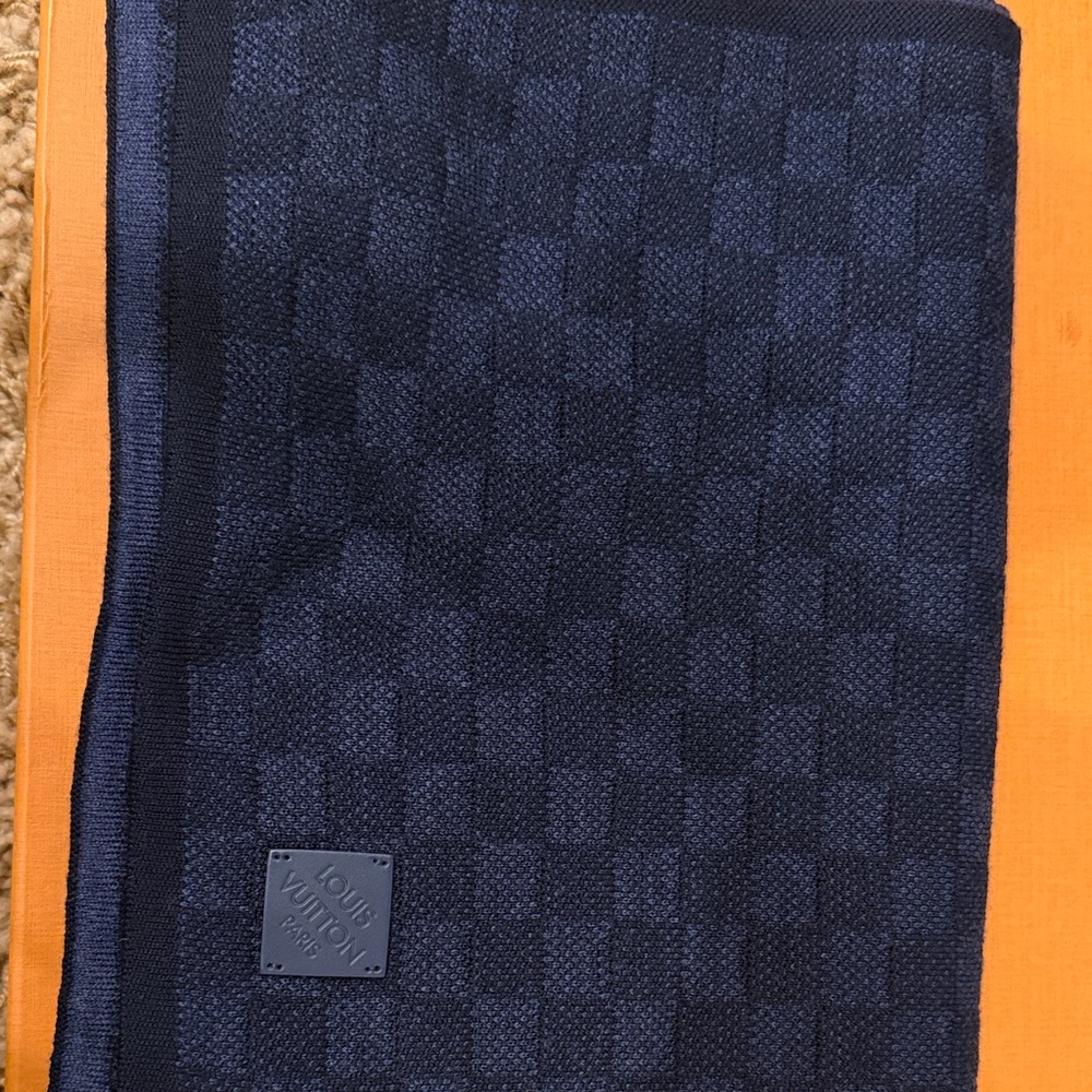 Louis Vuitton Navy Checkerboard Men’s Scarf